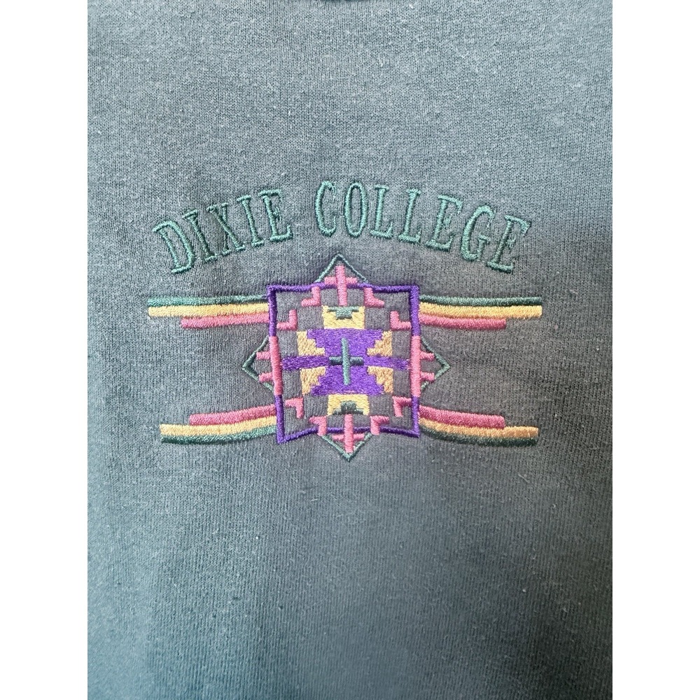 St George Utah Vintage  Dixie College Y2K  Aztec 1/4 Zip Green Heavy Utah Tech